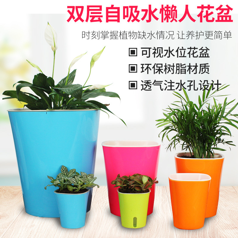 自動吸水塑膠花盆 帶棉繩 綠蘿盆栽